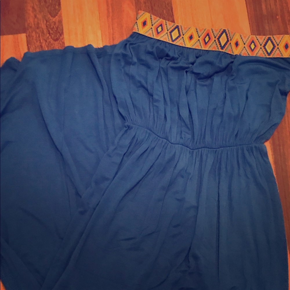 “Two Hearts” royal blue strapless maxi